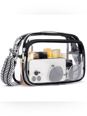 Cream/White/ Lilac: Clear Bag for Women Stadium Approved Crossbody Purse